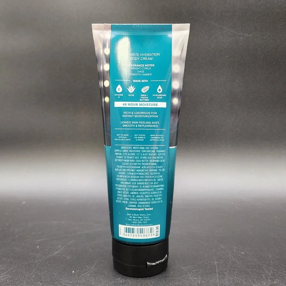 Bath Body Works 8oz Football Season Men Body Cream Citrus Sage Amber Moisturizer